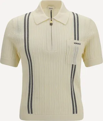 Versace Polo in maglia jacquard di cotone con logo ricamato Man 52