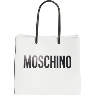 Moschino Logo Leather Shopper Tote in 100 White at Nordstrom