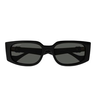 Gucci Afgeronde Rechthoek Zonnebril - Dames - Accessoires - Zwart - Maat: 55 MM