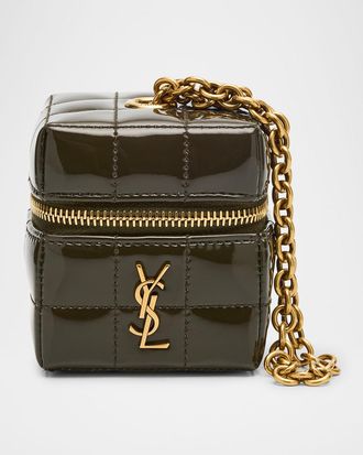 Saint Laurent Mini YSL Cube Box Wristlet in Patent Fabric