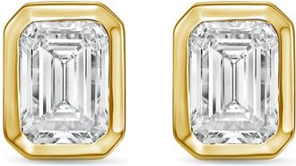 Diana M. Jewels 14Kt Yellow Gold 8.00 cts Lab Grown Emerald Diamond Bezel Studs