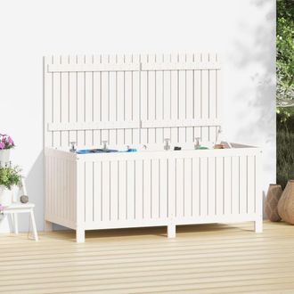 Berkfield Home Garden Storage Box White 147x68x64 cm Solid Wood Pine | Size: 147 x 68 x 64 cm