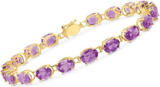 Ross-Simons Oval Amethyst Bracelet in 14kt Yellow Gold
