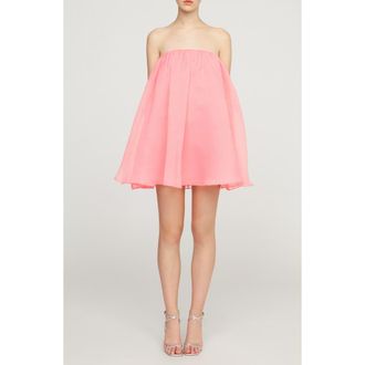 Halston Heritage Charlie Strapless Textured Organza Minidress in Salmon Rose at Nordstrom Rack, Size 12