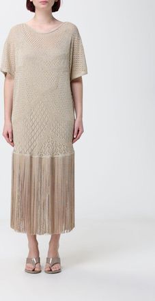Simona Corsellini Abito midi in crochet con frange