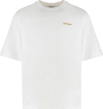 Off-white Geribbelde crew-neck T-shirt in katoen - Heren - T-shirts - Wit - S - Katoen - Tops