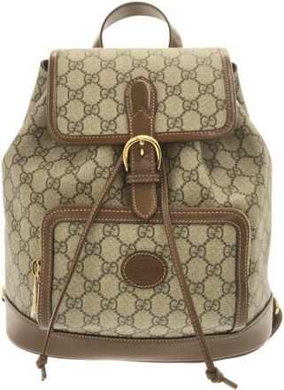 Gucci Beige Brown Gg Supreme Backpack (Pre-Owned)