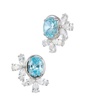 Savvy Cie Jewels Silver Cz Stud Earrings