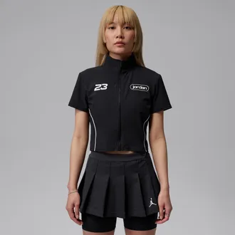 Nike Jordan Womens Jordan Brooklyn Full-Zip Top in Black | IF1375-010