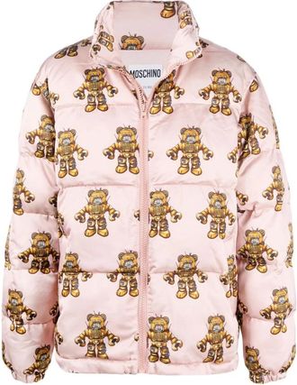 Moschino Winter Jackets, male, Pink, L, Teddy Bear Motif Padded Coat