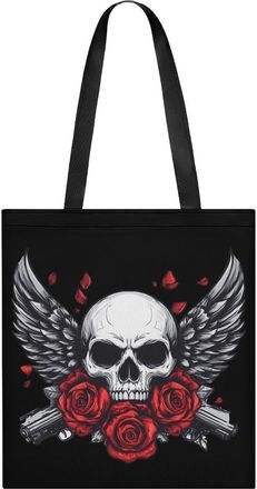 Generic Gun Skull Tote Bag for Women Men Shoulder Bags Purses Pouch Handbags