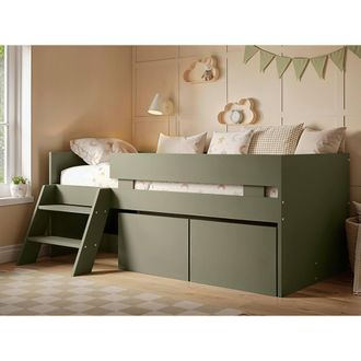 Flair Logan Single Storage Low Sleeper Bed in Green