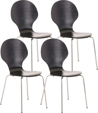 Clp Set de 4 sillas con patas de metal y asiento en madera negro