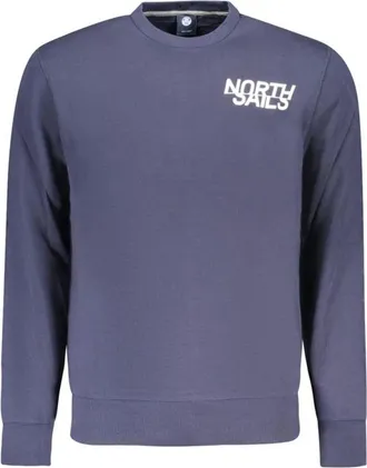 North Sails Hoodies & sweatvesten, Heren, Blauw, L, Katoen, Katoenen sweatshirt met geribde boorden en ronde hals