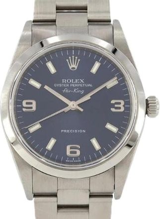 Rolex Pre-owned Air-King Stainless Steel Automatic 14000M - Dames - Vintage Horloges - Blauw - ONE Size - Vintage