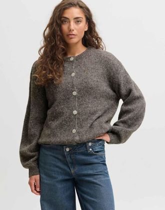 Jack & Jones cardigan lavorato a maglia color driftwood-Marrone