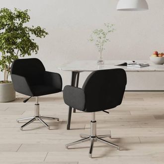 vidaXL Sillas De Comedor Giratorias 2 Unidades Tela Negro Vidaxl