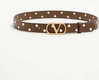 Valentino Garavani Cintura VLogo Signature In Vitello Lucido 30 Mm Donna TUNDRA 070