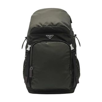 Prada Re-nylon and Leather Backpack - male - Prada - Backpacks - Green - ONE SIZE - Bags