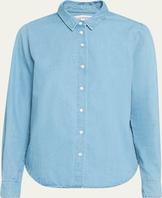 SPRWMN Chambray Fitted Button-Front Shirt