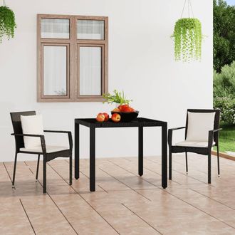 vidaXL Vidaxl - Sillas De Jard&iacute;n Con Cojines 2 Unidades Rat&aacute;n Sint&eacute;tico Negro
