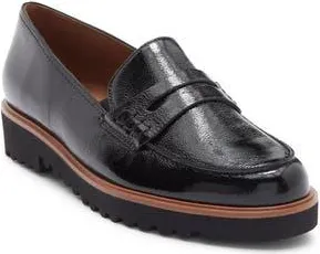 Paul Green Carmel Lug Penny Loafer in Black Crinkled Patent at Nordstrom Rack, Size 11.5Us / 9Uk