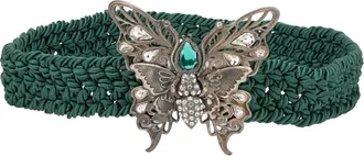 Alberta Ferretti Elastic Belt with Metallic Butterfly - unisex - Alberta Ferretti - Belts - Green - XS - Accessories