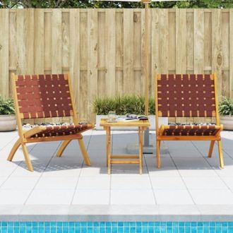 vidaXL Sedie Pieghevoli Giardino 2 pz Rosse Massello Acacia e Tessuto vidaXL 656451