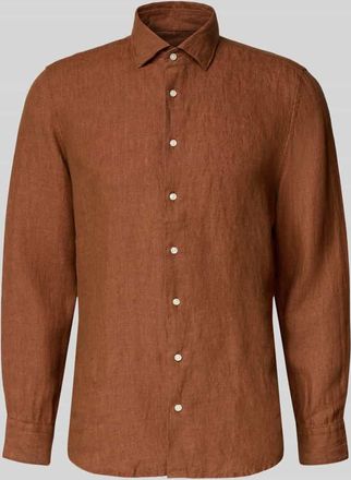 Seidensticker Slim Fit Business-Hemd aus Leinen mit Kentkragen in Rostrot, Gr&ouml;&szlig;e 38