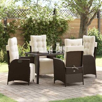 vidaXL Conjunto De Comedor De Jard&iacute;n 5 Pcs Marr&oacute;n Polirat&aacute;n Vidaxl