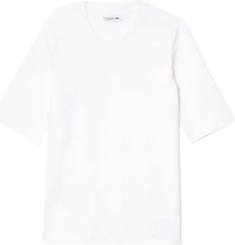 Lacoste elbow-length sleeve T-shirt - women - Cotton - 40 - White