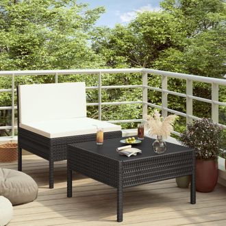 vidaXL 2 Pcs Garden Lounge Set Con Vime Pe Negro
