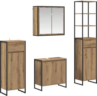 vidaXL Juego De Muebles De Ba&ntilde;o 4 Uds. Roble Artisan Vidaxl