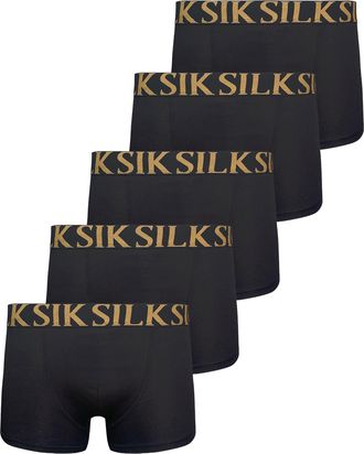 Siksilk Boxers Negros para Hombres, Paquete de 5 XXL