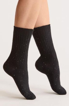 Nordstrom Sparkle Crew Socks in Black at Nordstrom Rack, Size 9/11