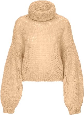 Americandreams Pepper Cropped Roll Neck Alpaca Pullover - Dames - Coltruien - Beige - ONE Size - Wol - Truien & Vesten
