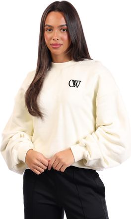Off-white Womens Off White Flock Over Crewneck Sweatshirt in Beige