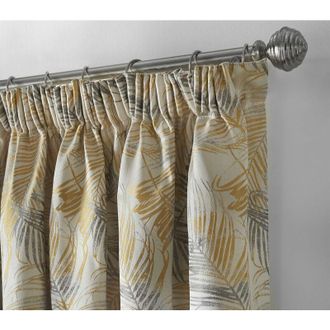 Alan Symonds Alan Symonds - Fiji Taped Pencil Pleat Curtain Pair Fully Lined Curtains Ochre 66x90 Jacquard