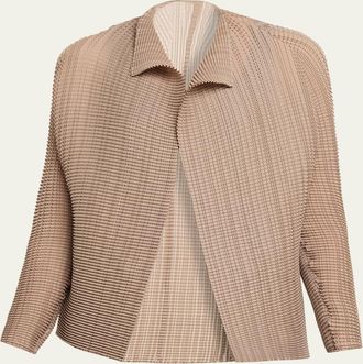 Issey Miyake Textured Pleated Long-Sleeve Open Jacket
