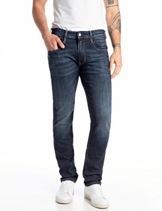 Replay Slim-fit-Jeans REPLAY Anbass, Herren, Gr. 30, L&auml;nge 34, blau (schwarz indigo), Denim/Jeans, Obermaterial: 99% Baumwolle, 1% Elasthan, slim fit normal,