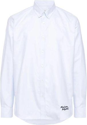Maison Kitsun&eacute; Handwriting Casual BD Shirt - Heren - Casual Overhemden - Wit - L - Katoen - Overhemden