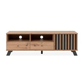 Calicosy Mueble de TV 1 puerta y 2 cajones L138 cm - Decor Roble artesanal