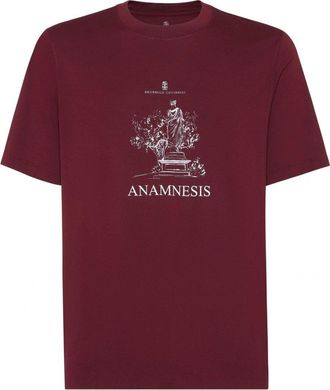 Brunello Cucinelli ANAMNESIS PRINT T SHIRT Size: XL, colour: BURGANDY