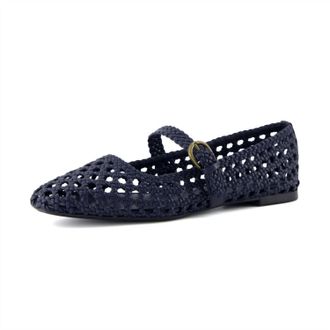 Cushionaire WomenS Weston Hand Woven Dressy Ballet Flats In Navy Woven