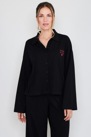 Joop Pyjamaoberteil JOOP JEANS After Dark (JOOP Jeans), Damen, Gr. XXL, schwarz, Jersey, Obermaterial: 95% Baumwolle, 5% Elasthan, bequem h&uuml;ftlang, ohne Au