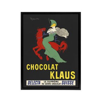 Artery8 Klaus Chocolate Vintage Advert Framed Canvas Wall Art Print Cappiello in Black | Size: W24 x H32