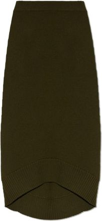 Victoria Beckham Geribde Merinowol Midi Rok - Dames - Midirokken - Groen - XS - Wol - Rokken