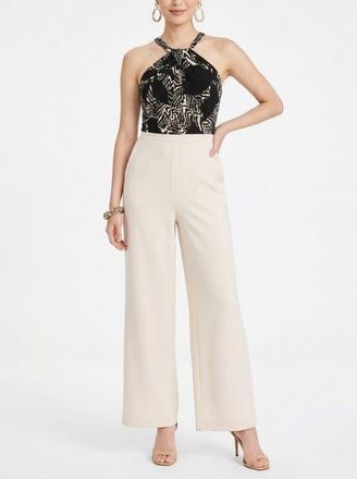 Rachel Roy Jetti Halter Neck Wide Leg Jumpsuit in Mono Floral Combo at Nordstrom, Size Xx-Large