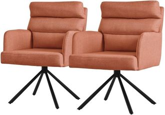 ML Design Ml-design - Set di 2x Sedie da Pranzo Girevole Arancio Sedia da Soggiorno con Braccioli e Schienale Poltroncina Girevole Posizione Auto Poltrona