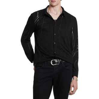 John Varvatos Phoenix Pleat Front Button-Up Shirt in Black at Nordstrom Rack, Size Medium